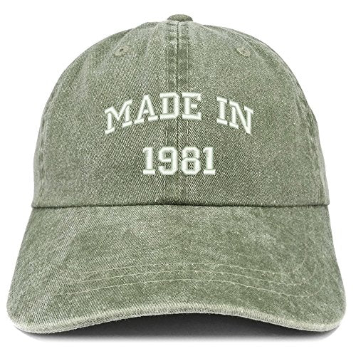 Trendy Apparel Shop Made in 1981 Text Embroidered 40th Birthday Washed Cap