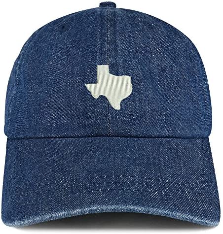 Trendy Apparel Shop Texas State Map Embroidered 100% Cotton Denim Cap Dad Hat