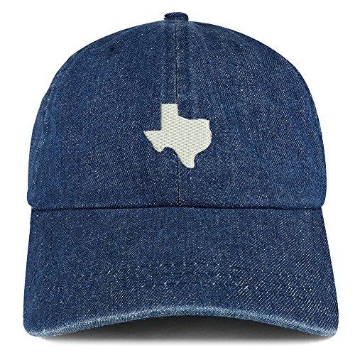 Trendy Apparel Shop Texas State Map Embroidered 100% Cotton Denim Cap Dad Hat