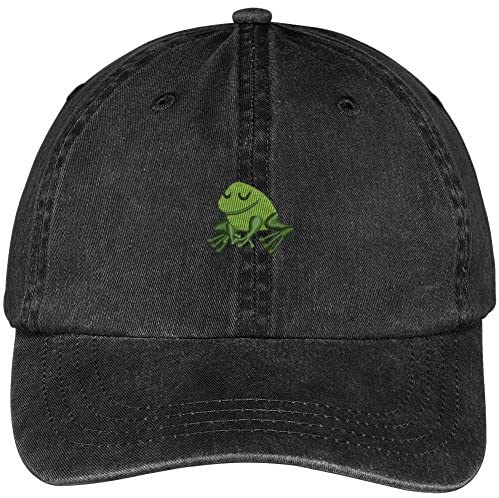 Trendy Apparel Shop Frog Embroidered Soft Crown 100% Brushed Cotton Cap
