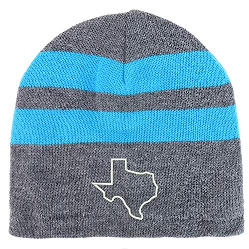 Trendy Apparel Shop Texas State Outline Fleece Lined Striped Short Beanie
