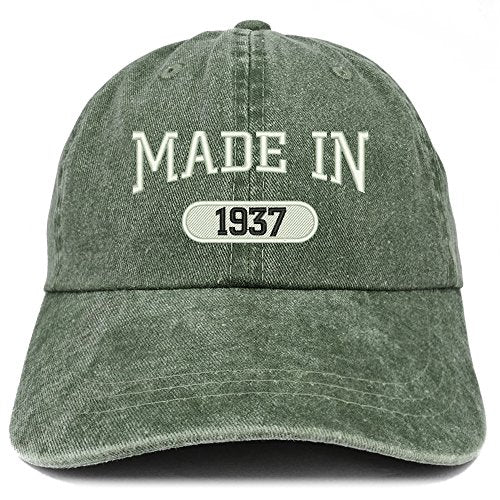 Trendy Apparel Shop Made in 1937 Embroidered 84th Birthday Washed Baseball Cap