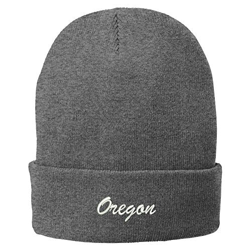 Trendy Apparel Shop Oregon Embroidered Winter Folded Long Beanie