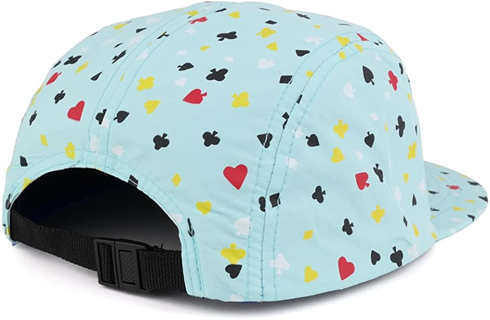 Trendy Apparel Shop 5-Panel Lightweight Unstructured Playing Card Print Flatbill Snapback Cap - Aqua