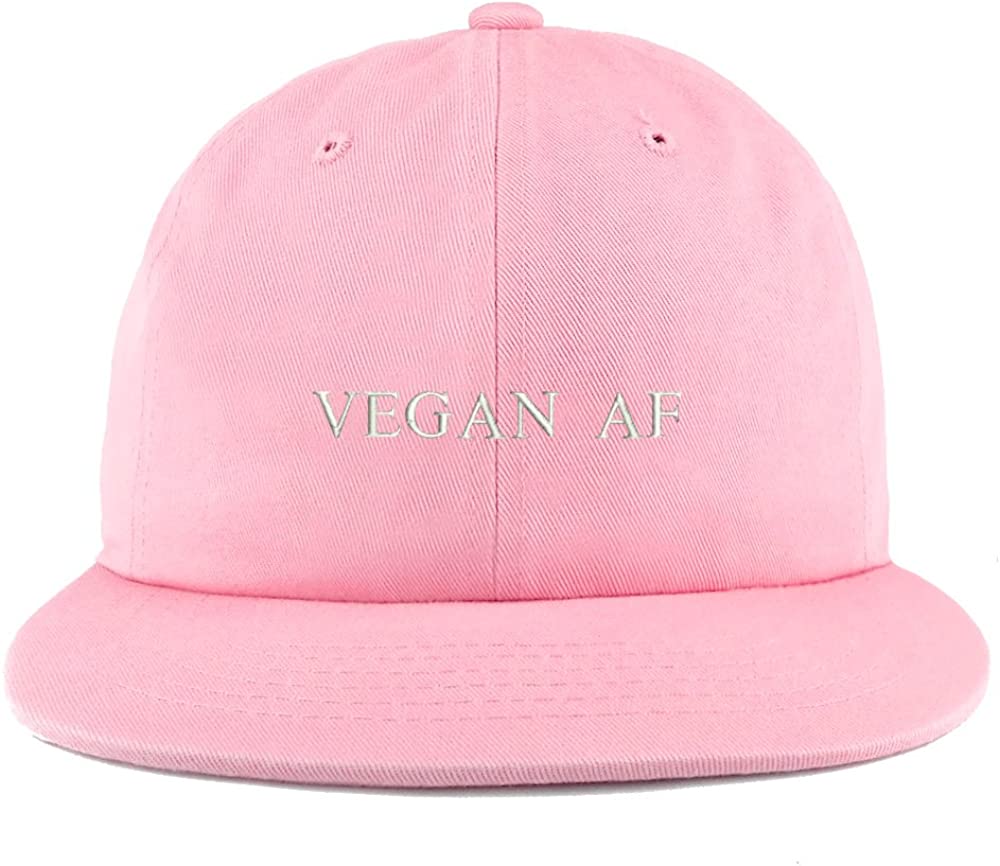 Trendy Apparel Shop Vegan AF Embroidered Unstructured Flatbill Adjustable Cap - Red