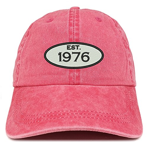 Trendy Apparel Shop Established 1976 Embroidered 45th Birthday Gift Pigment Dyed Washed Cotton Cap