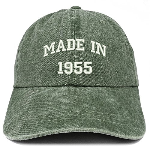 Trendy Apparel Shop Made in 1955 Text Embroidered 66th Birthday Washed Cap