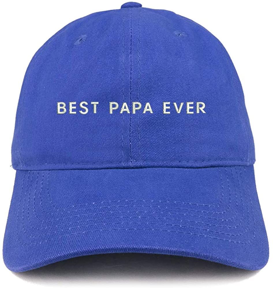 Trendy Apparel Shop Best Papa Ever One Line Embroidered Soft Cotton Low Profile Dad Hat Baseball Cap - Royal