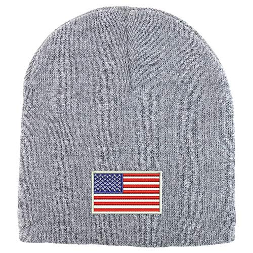 Trendy Apparel Shop White American Flag Acrylic Winter Knit Skull Short Beanie