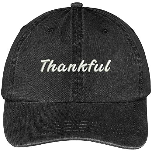 Trendy Apparel Shop Thankful Embroidered Washed Cotton Adjustable Cap