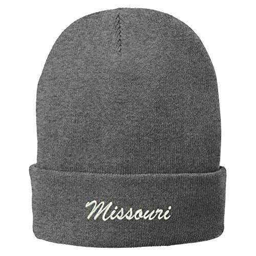 Trendy Apparel Shop Missouri Embroidered Winter Folded Long Beanie
