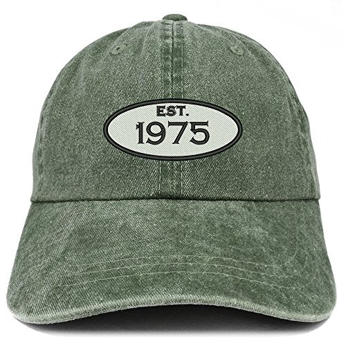 Trendy Apparel Shop Established 1975 Embroidered 46th Birthday Gift Pigment Dyed Washed Cotton Cap