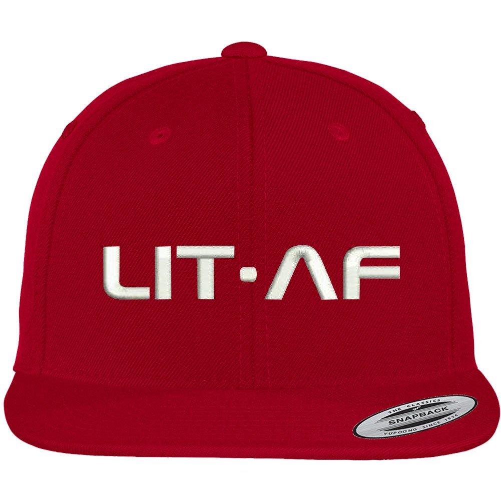 Trendy Apparel Shop LIT AF Embroidered Flat Brim Classic Snapback Cap