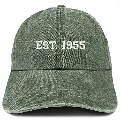 Trendy Apparel Shop EST 1955 Embroidered - 66th Birthday Gift Pigment Dyed Washed Cap