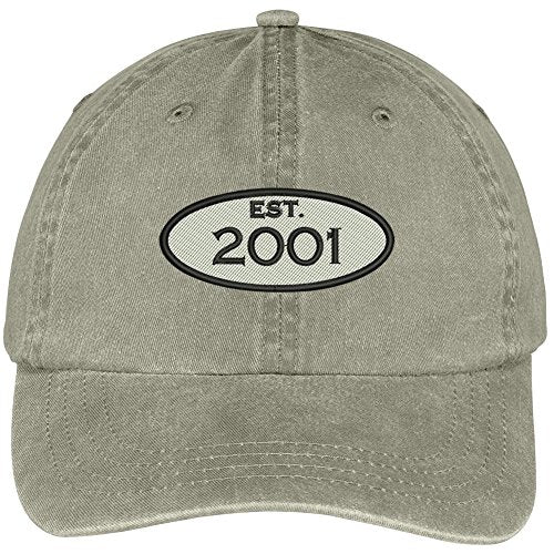 Trendy Apparel Shop Established 2002 Embroidered 18th Birthday Gift Pigment Dyed Washed Cotton Cap