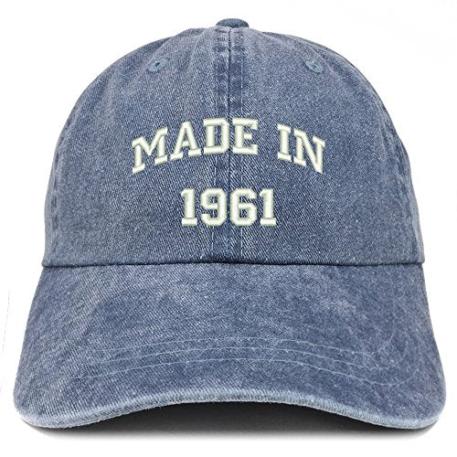 Trendy Apparel Shop Made in 1961 Text Embroidered 60th Birthday Washed Cap