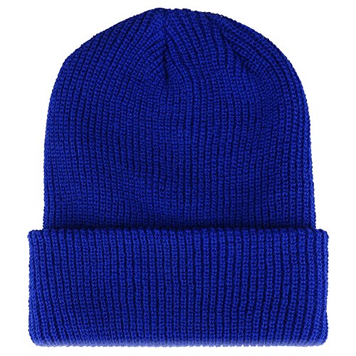 Trendy Apparel Shop Solid Color Ribbed Cuffed Knit Long Acrylic Beanie