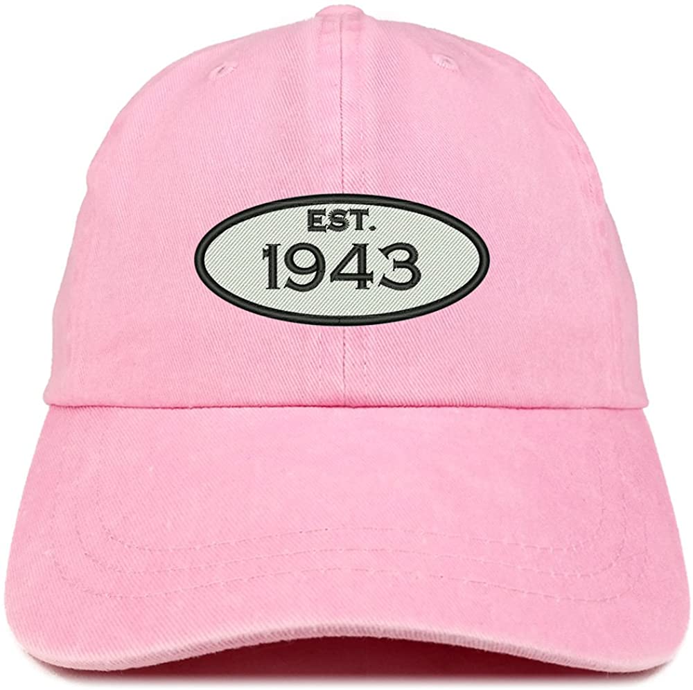 Trendy Apparel Shop Established 1942 Embroidered 76th Birthday Gift Pigment Dyed Washed Cotton Cap - Dark Green