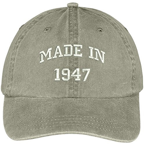 Trendy Apparel Shop Made in 1947-72nd Birthday Embroidered Washed Cotton Baseball Cap