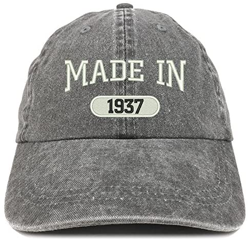 Trendy Apparel Shop Made in 1937 Embroidered 84th Birthday Washed Baseball Cap