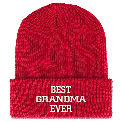 Trendy Apparel Shop Best Grandma Ever Embroidered Ribbed Cuffed Knit Beanie