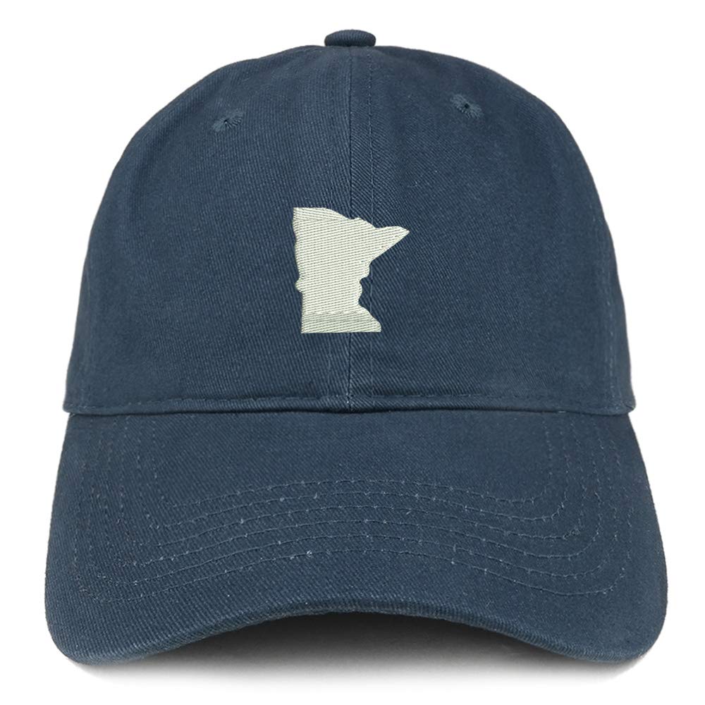 Trendy Apparel Shop Minnesota State Map Embroidered Low Profile Soft Cotton Brushed Baseball Cap