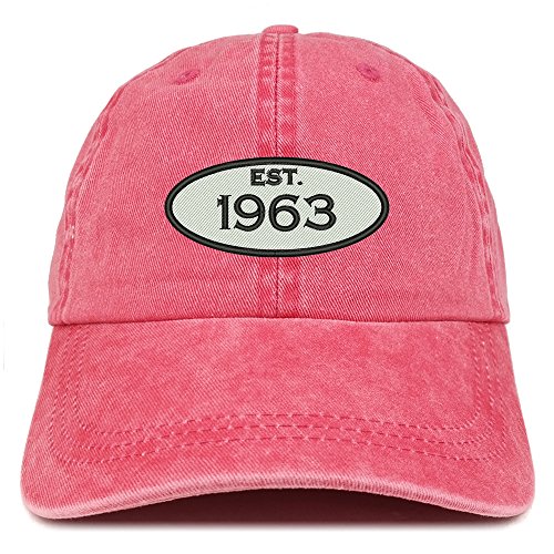 Trendy Apparel Shop Established 1963 Embroidered 58th Birthday Gift Pigment Dyed Washed Cotton Cap