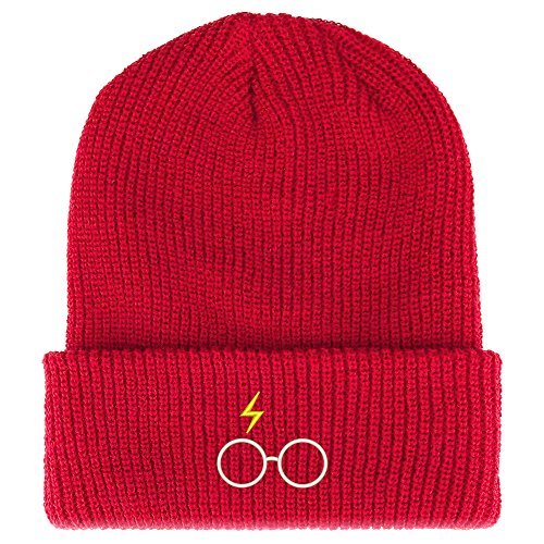 Trendy Apparel Shop Harry Glasses Embroidered Ribbed Cuffed Knit Beanie