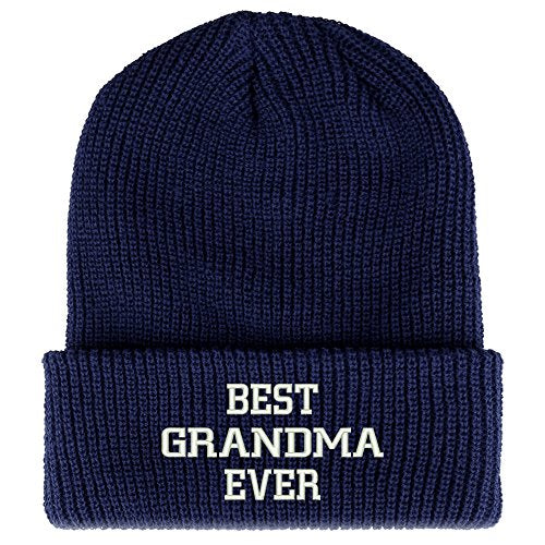 Trendy Apparel Shop Best Grandma Ever Embroidered Ribbed Cuffed Knit Beanie