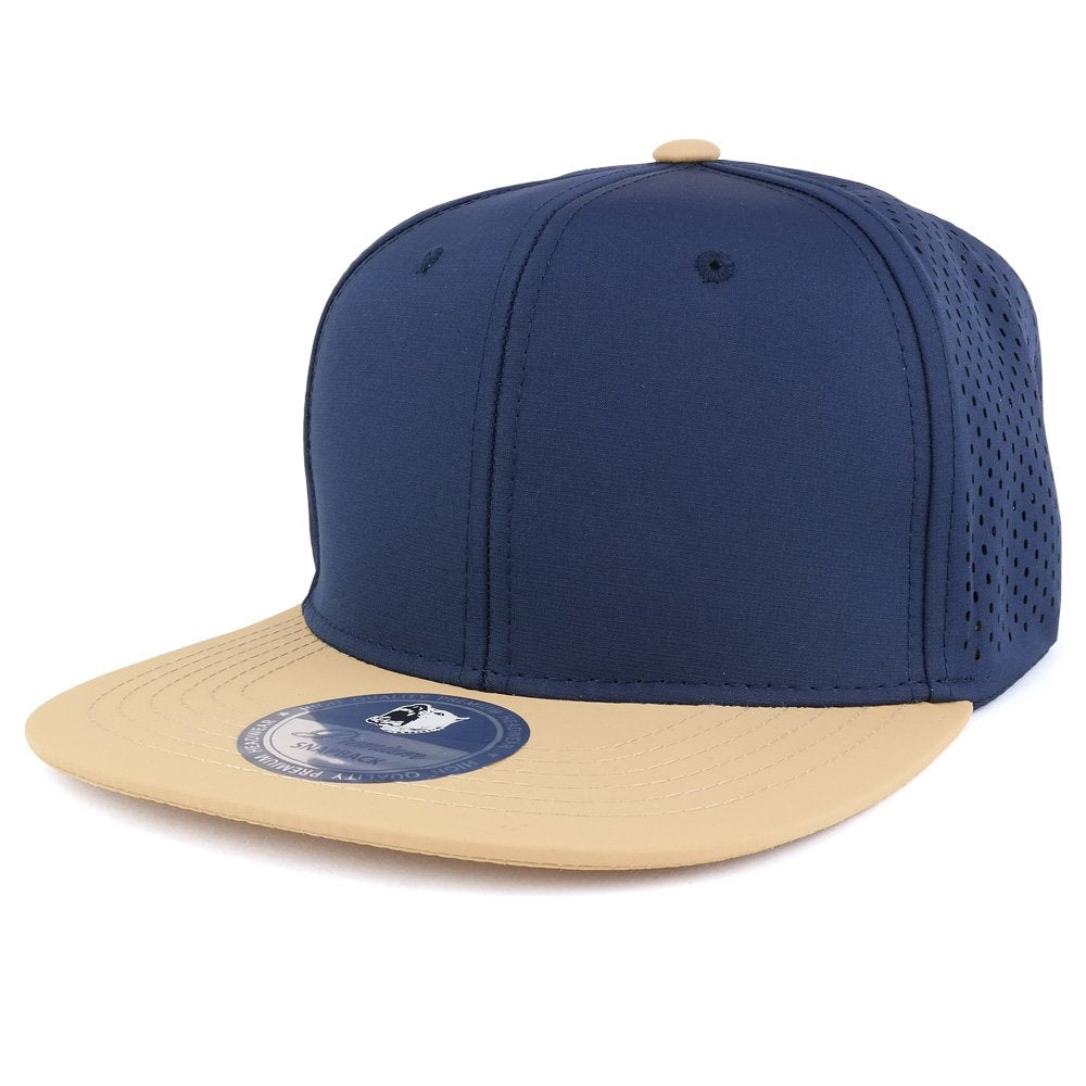 Trendy Apparel Shop Cool Fabric Two-Tone Flatbill Blank Snapback Mesh Cap