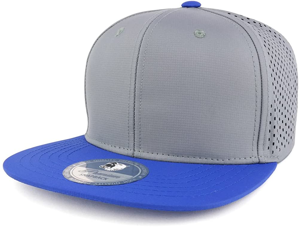 Trendy Apparel Shop Cool Fabric Two-Tone Flatbill Blank Snapback Mesh Cap