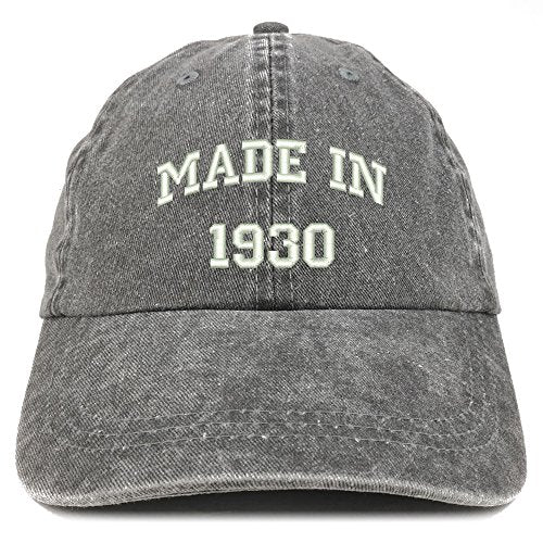 Trendy Apparel Shop Made in 1930 Text Embroidered 91st Birthday Washed Cap