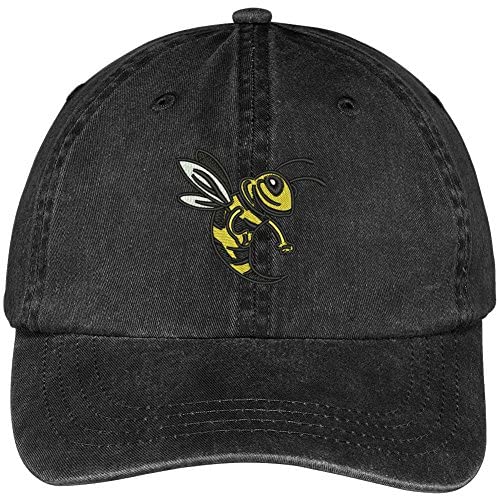 Trendy Apparel Shop Yellow Jacket Mascot Embroidered Washed Soft Cotton Adjustable Baseball Cap