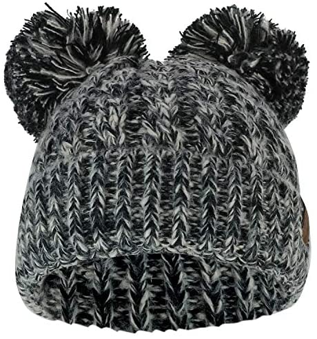 Trendy Apparel Shop Pom Pom Ears Winter Cable Knit Cuff Long Beanie
