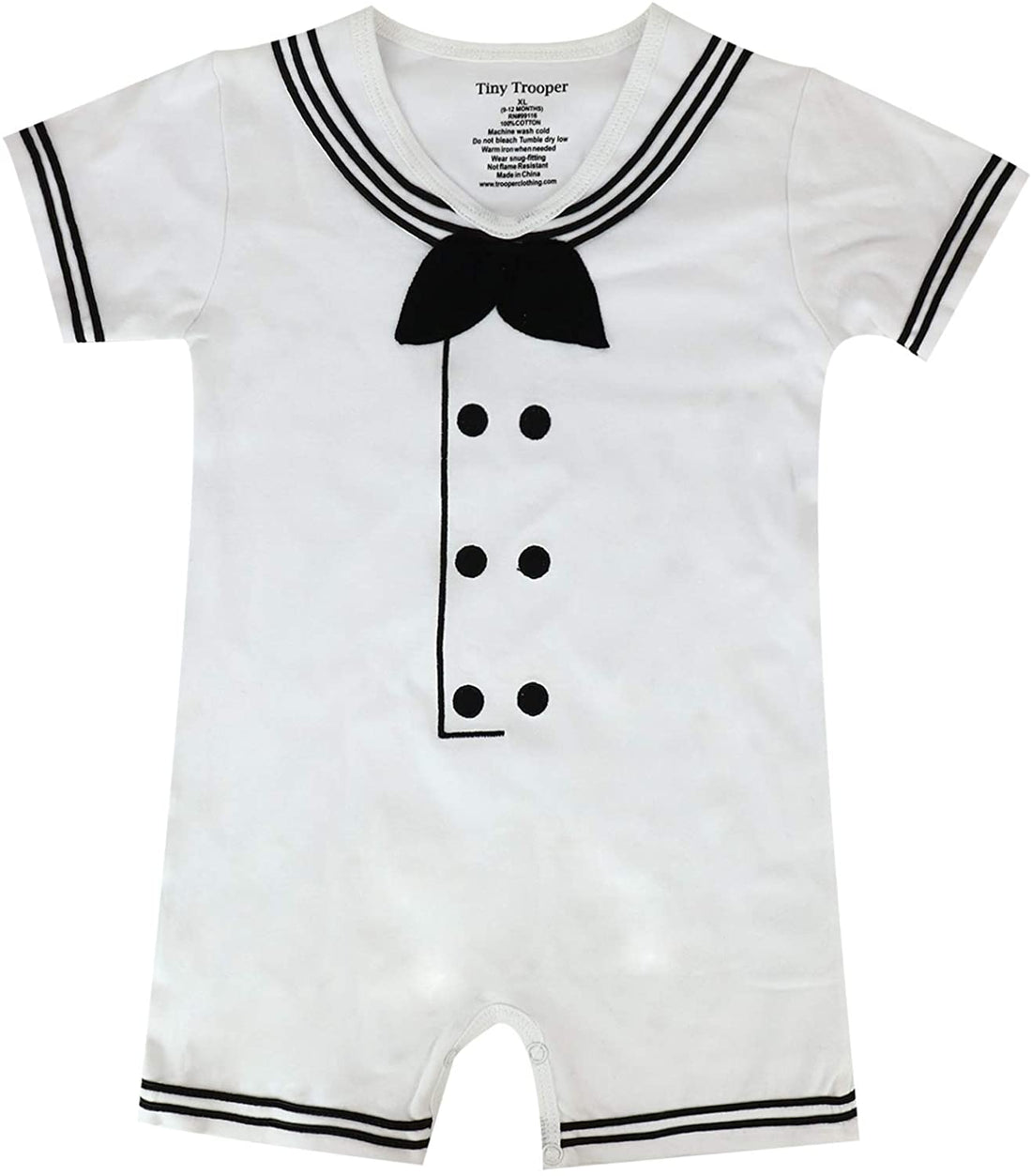 Trendy Apparel Shop White Sailor Dapper Cracker Jack Infant Romper Onesie
