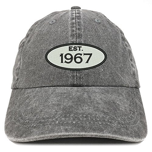 Trendy Apparel Shop Established 1967 Embroidered 54th Birthday Gift Pigment Dyed Washed Cotton Cap