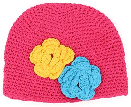 Trendy Apparel Shop Baby Infant Cotton Crochet Beanie Hat with Crocheted Flowers