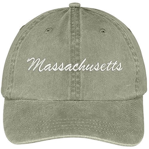 Trendy Apparel Shop Massachusetts State Embroidered Low Profile Adjustable Cotton Cap