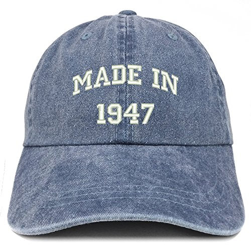 Trendy Apparel Shop Made in 1947 Text Embroidered 74th Birthday Washed Cap