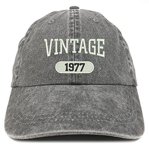 Trendy Apparel Shop Vintage 1977 Embroidered 44th Birthday Soft Crown Washed Cotton Cap