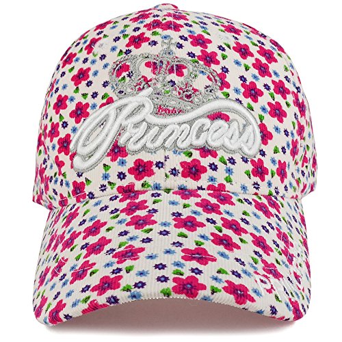 Trendy Apparel Shop Kid's Princess 3D Embroidered Flower Pattern Printed Structured Baseball Cap