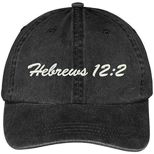 Trendy Apparel Shop Bible Verse Hebrews 12:2 Embroidered Pigment Dyed Cotton Baseball Cap