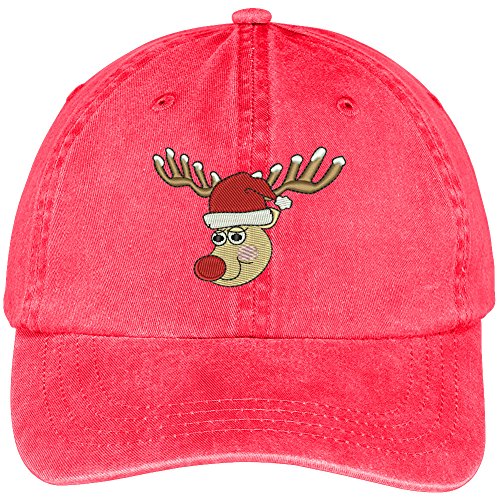 Trendy Apparel Shop Christmas Reindeer Embroidered Cotton Washed Baseball Cap