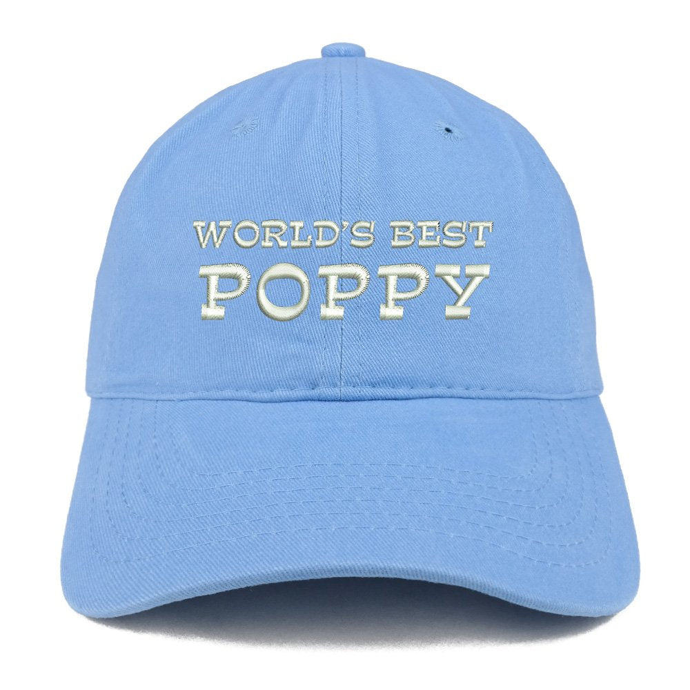 Trendy Apparel Shop World's Best Poppy Embroidered Low Profile Soft Cotton Baseball Cap - Stone