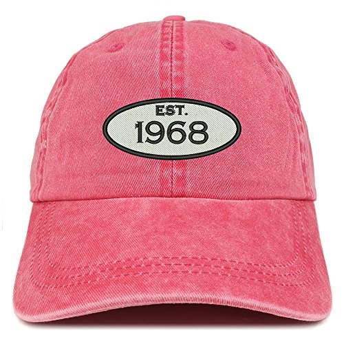 Trendy Apparel Shop Established 1968 Embroidered 53rd Birthday Gift Pigment Dyed Washed Cotton Cap