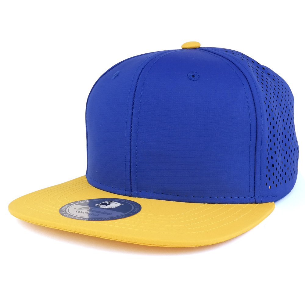 Trendy Apparel Shop Cool Fabric Two-Tone Flatbill Blank Snapback Mesh Cap
