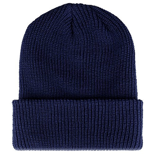 Trendy Apparel Shop Solid Color Ribbed Cuffed Knit Long Acrylic Beanie
