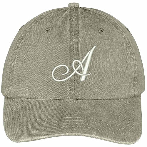 Trendy Apparel Shop Letter A Script Monogram Font Embroidered Washed Cotton Cap