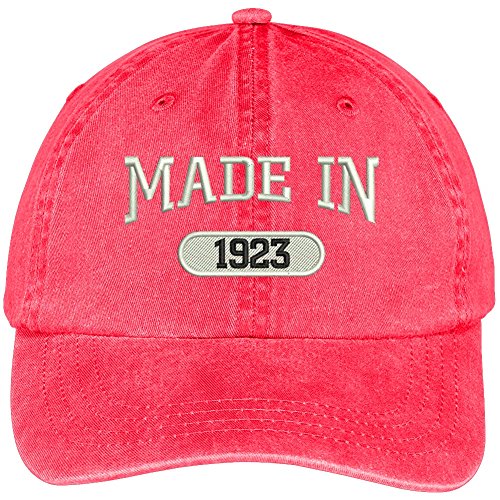 Trendy Apparel Shop 96th Birthday - Made in 1923 Embroidered Low Profile Washed Cotton Baseball Cap