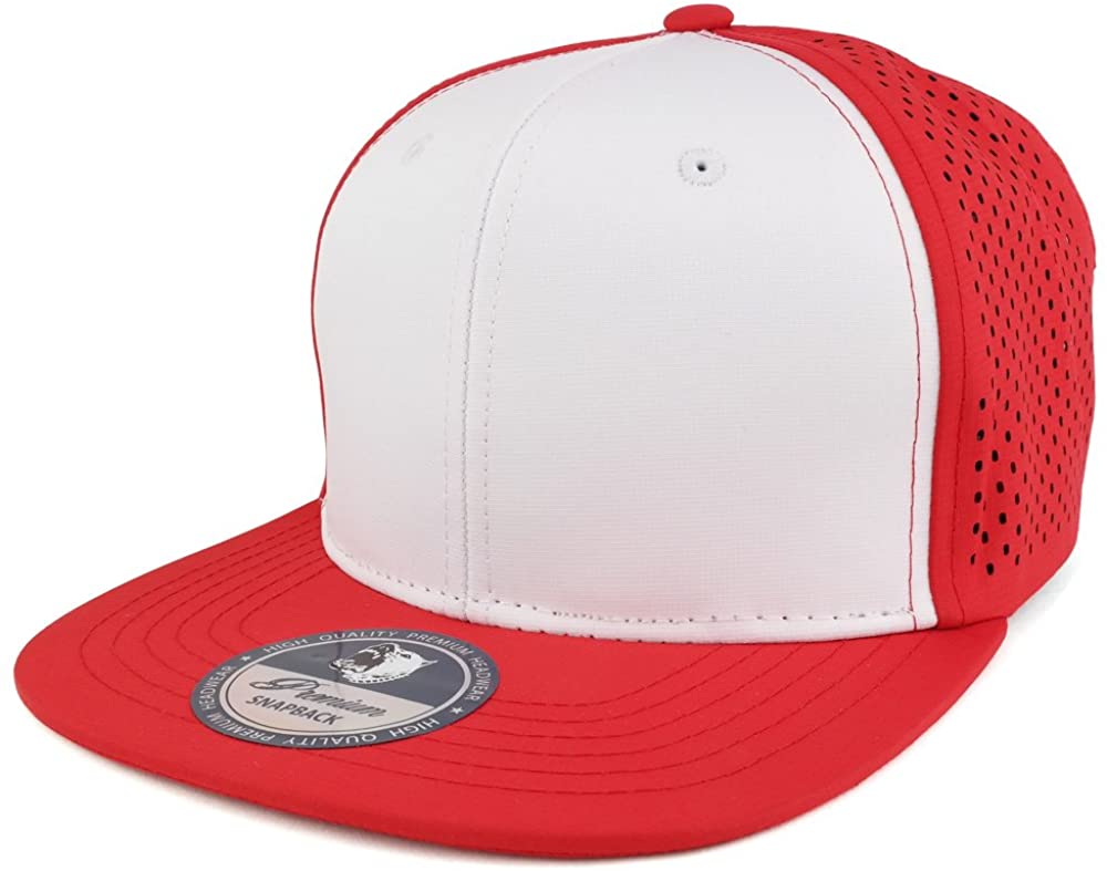 Trendy Apparel Shop Cool Fabric Two-Tone Flatbill Blank Snapback Mesh Cap